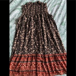 NWT Maurices High-Neck Gold, Smocked Floral Dress